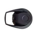 A drink bottle featuring a black free flow lid, designed for easy pouring and access.