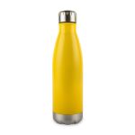 A drink bottle with a sleek yellow exterior and a stainless steel base, designed to keep beverages insulated.