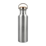A drink bottle made of recycled aluminum with a cork stopper and a metal handle, featuring the logo "CAMP COVE."