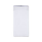 A flip-top tin containing spearmint mints, predominantly white with a clear lid. It features a branding logo.