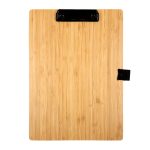 A bamboo A4 clipboard with a black clip, featuring a natural wood grain finish.