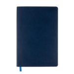 A Genesis A5 Notebook in navy blue with a smooth finish and a ribbon bookmark.