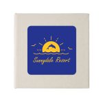 A note block with a blue cover featuring a yellow sunset design and the text "Sunnydale Resort" below a dolphin.