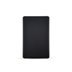 A solid-state power bank in a sleek black design with rounded edges and a minimalist appearance.