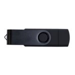 A Swivel USB Flash Drive Dual 8GB in black design, featuring a swivel mechanism for protection and convenience.