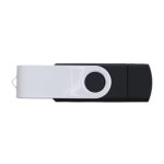 A Swivel USB Flash Drive Dual 8GB with a black and white design is displayed.
