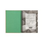 A green Stone Paper Notebook with a spiral binding, featuring a textured interior and a stone-like background.