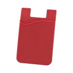 A red Sticky Pouch designed as a phone wallet with a textured grip and an opening at the top.