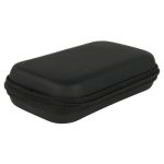 A black zippered case with a sturdy design and a textured surface, featuring a zipper closure.