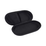 A black zippered case with a mesh pocket inside, featuring a durable exterior and a soft interior.