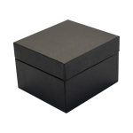 A black square gift box with a lid, featuring a smooth finish and no visible markings.