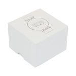 A white gift box for pen packaging, featuring minimalist design elements and a logo.