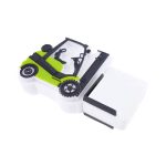 A custom moulded flash drive designed as a green and white car, featuring intricate detailing and a logo.