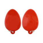 Custom moulded flash drives in a bright red egg shape with a smooth surface and a keyring attachment.