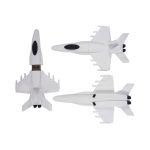 Custom moulded flash drives designed to resemble aircraft, predominantly in white. Features a logo on one side.
