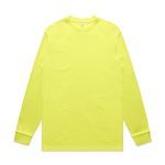 A long-sleeve t-shirt in bright yellow, featuring a simple design and cuffs at the sleeves. Includes a logo.